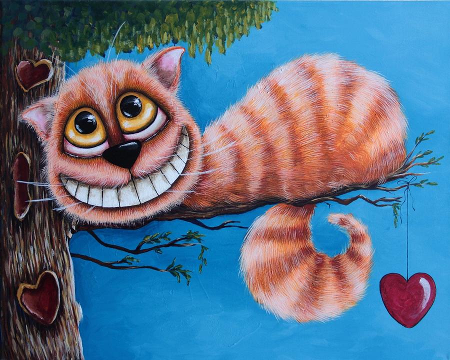 Cat Painting - The Cheshire Cat #1 by Lucia Stewart