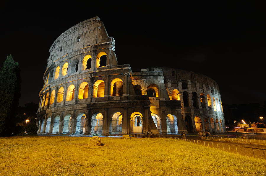 The Colosseum at night #1 Photograph by Jeremy Voisey