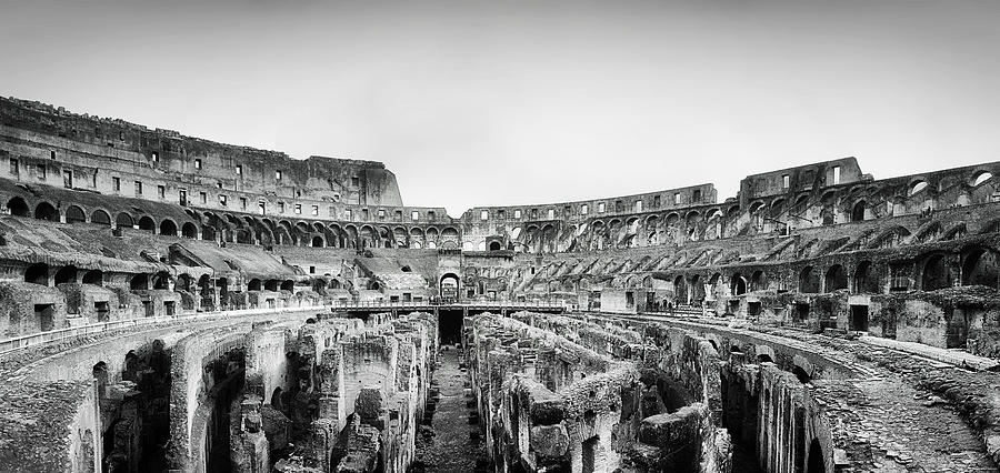 Black And White Photograph - The Colosseum #1 by Ryan Wyckoff