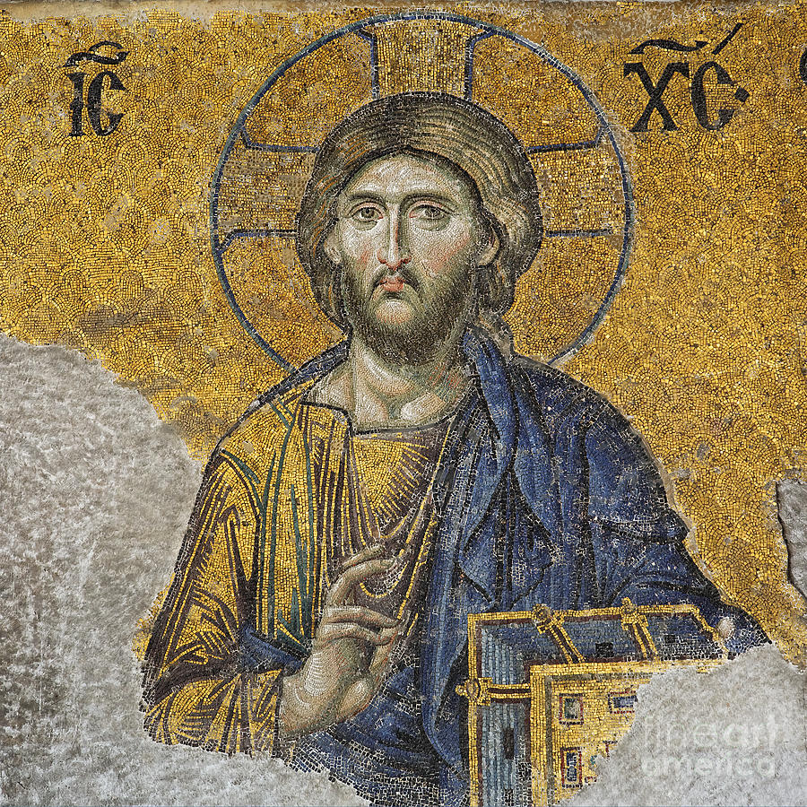 The Deisis mosaic at the Hagia Sophia Museum in Istanbul #1 Photograph by Robert Preston
