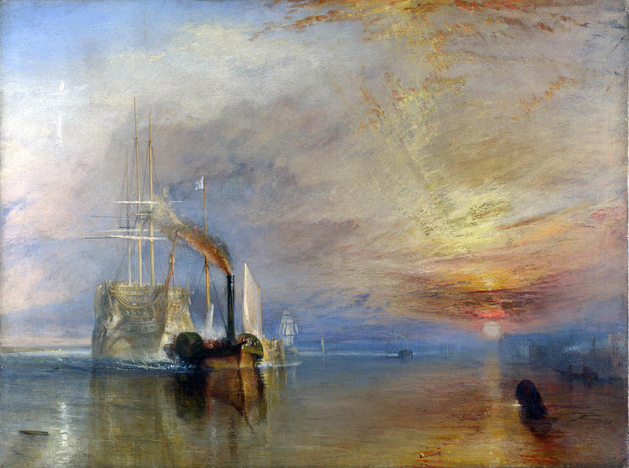The Fighting Temeraire Tugged to Her Last Berth to be Broken Up #2 Painting by Celestial Images