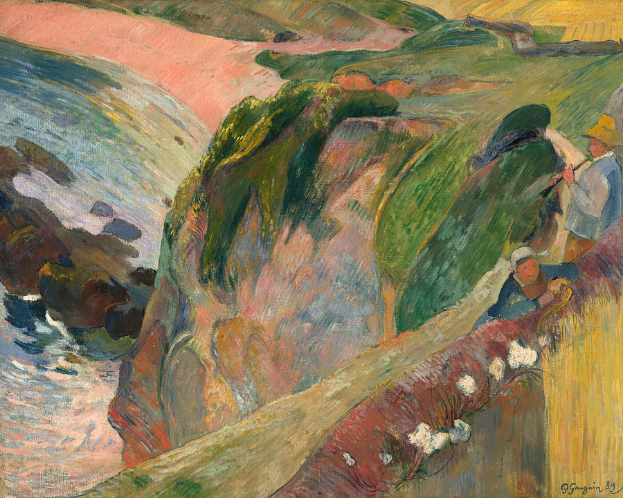 The Flageolet Player on the Cliff #1 Painting by Paul Gauguin