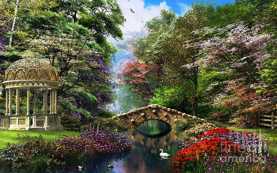 Landscape Digital Art - The Garden Of Peace #1 by Dominic Davison