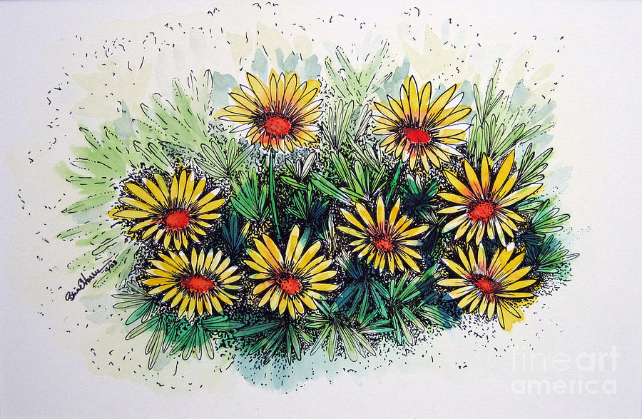 Flower Drawing - The Gathering by Brian Edward Harris Flower Drawing - The Gathering by Brian Edward Harris