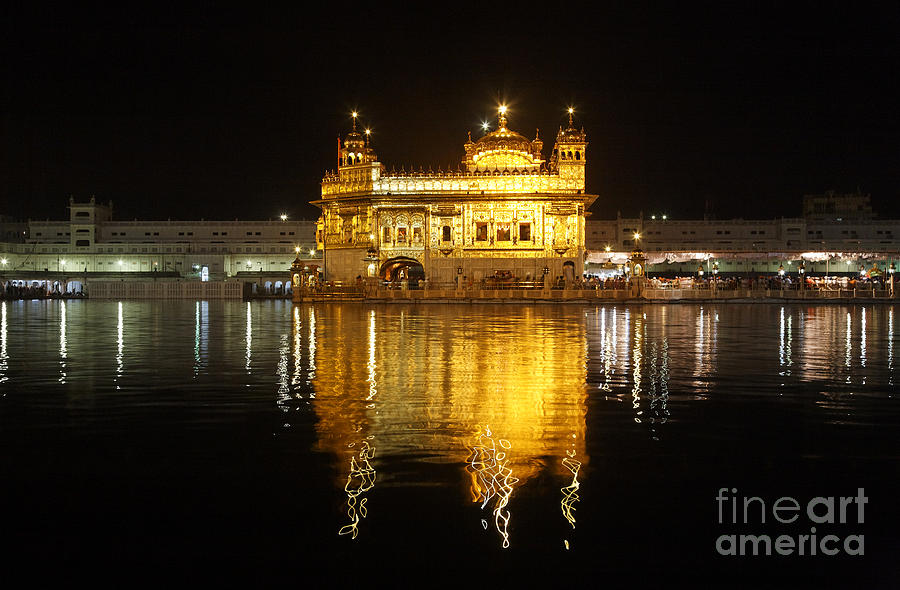 Architecture Photograph - The Golden Temple at Amritsar at night #1 by Robert Preston