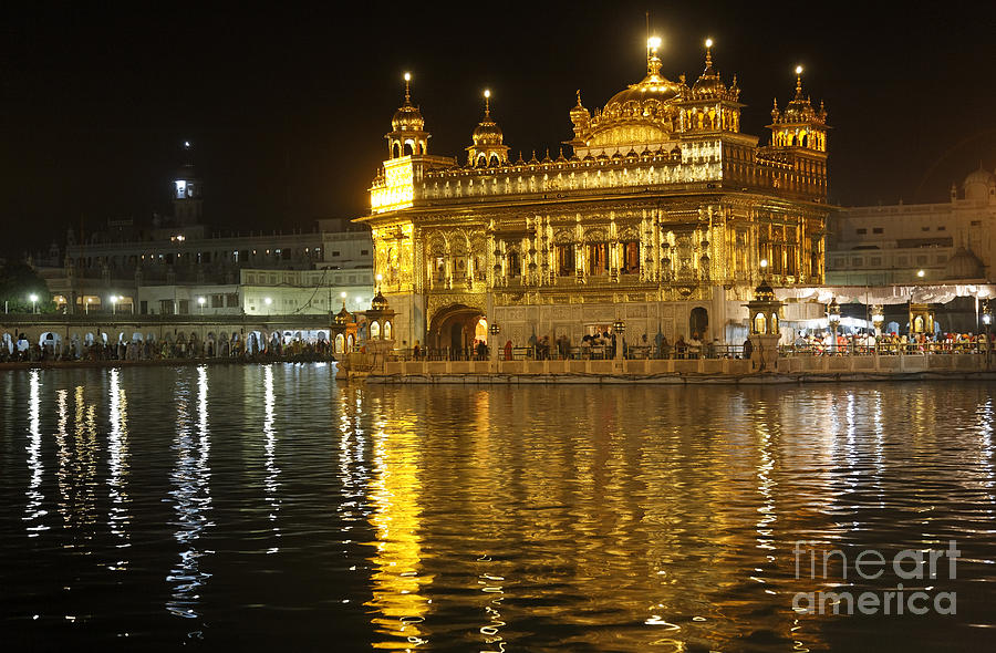 Architecture Photograph - The Golden Temple of Amritsar at night #1 by Robert Preston