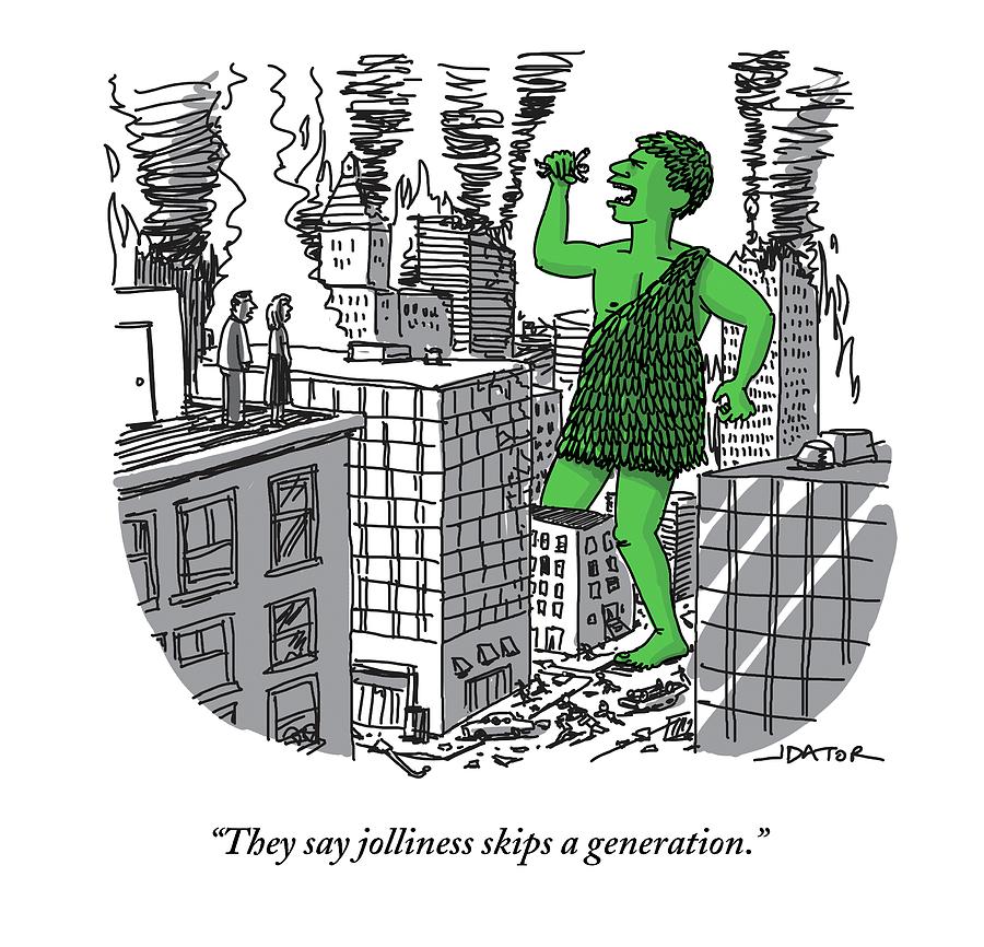 The Jolly Green Giant Walks Like Godzilla Drawing by Joe Dator