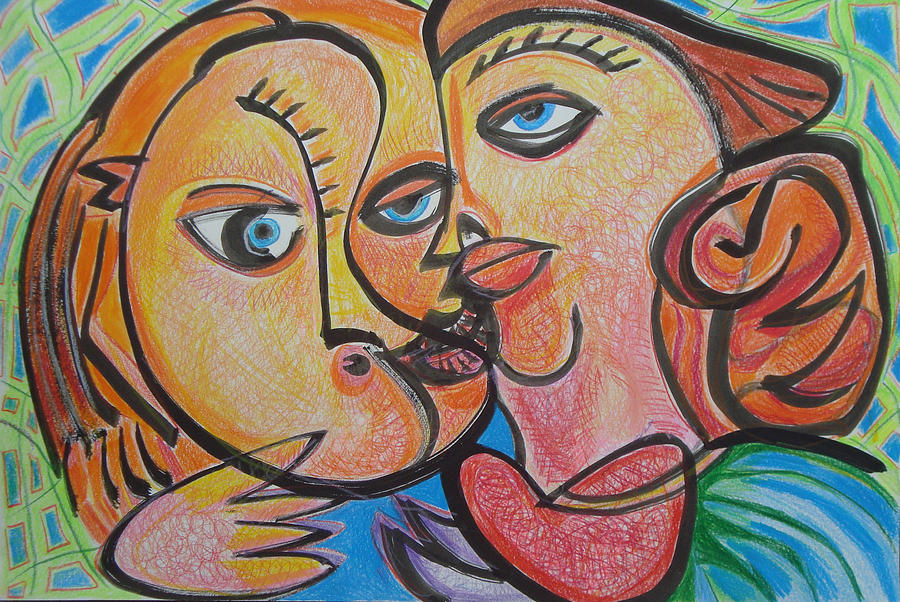 The Kiss Drawing - The Kiss #1 by Annelies Van Biesbergen