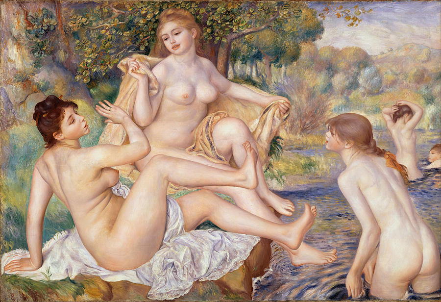 The Great Bathers #1 Painting by Pierre-Auguste Renoir