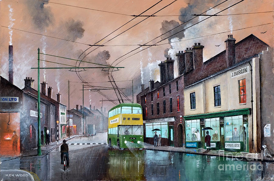 The Last Trolley Bus - England Painting by Ken Wood