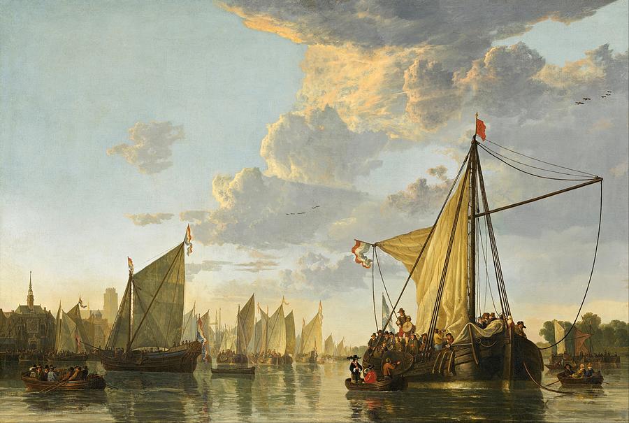 The Maas at Dordrecht #2 Painting by Aelbert Cuyp
