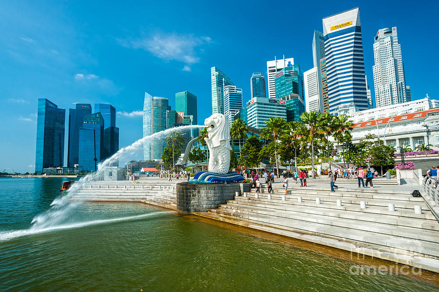 The Merlion  fountain - Singapore #1 Photograph by Luciano Mortula