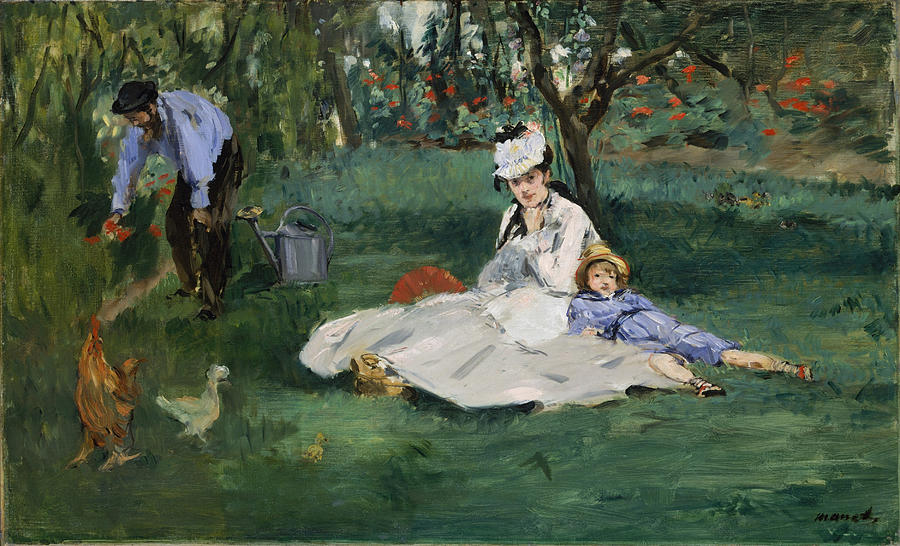 The Monet Family in Their Garden at Argenteuil #8 Painting by Edouard Manet