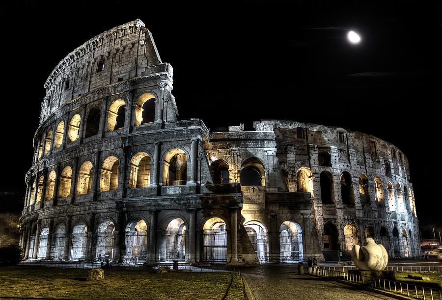 The Moon above the Colosseum No2 Photograph by Weston Westmoreland