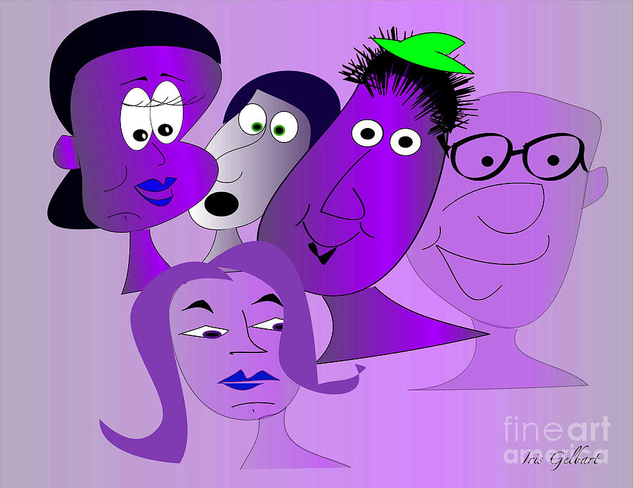 Portrait Digital Art - The NEW Purple gang #1 by Iris Gelbart