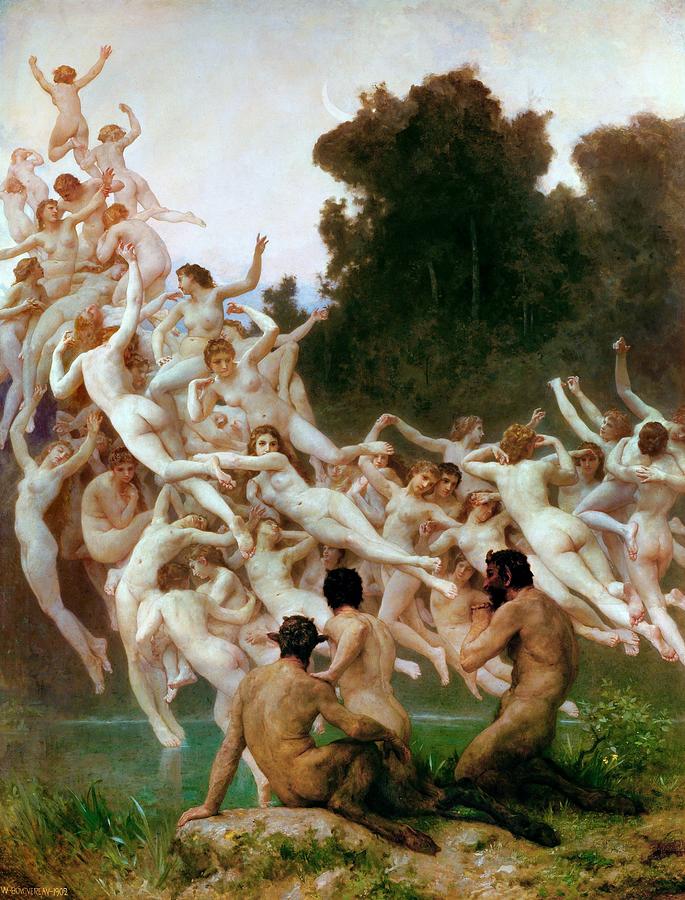 The Oreads Painting by William-Adolphe Bouguereau