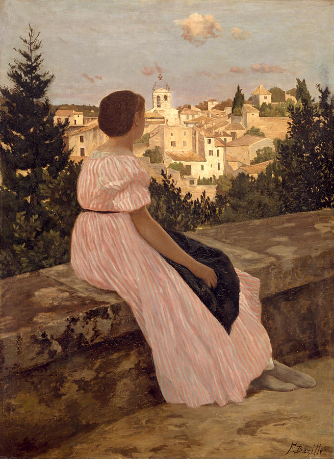 The Pink Dress #1 Painting by Frederic Bazille