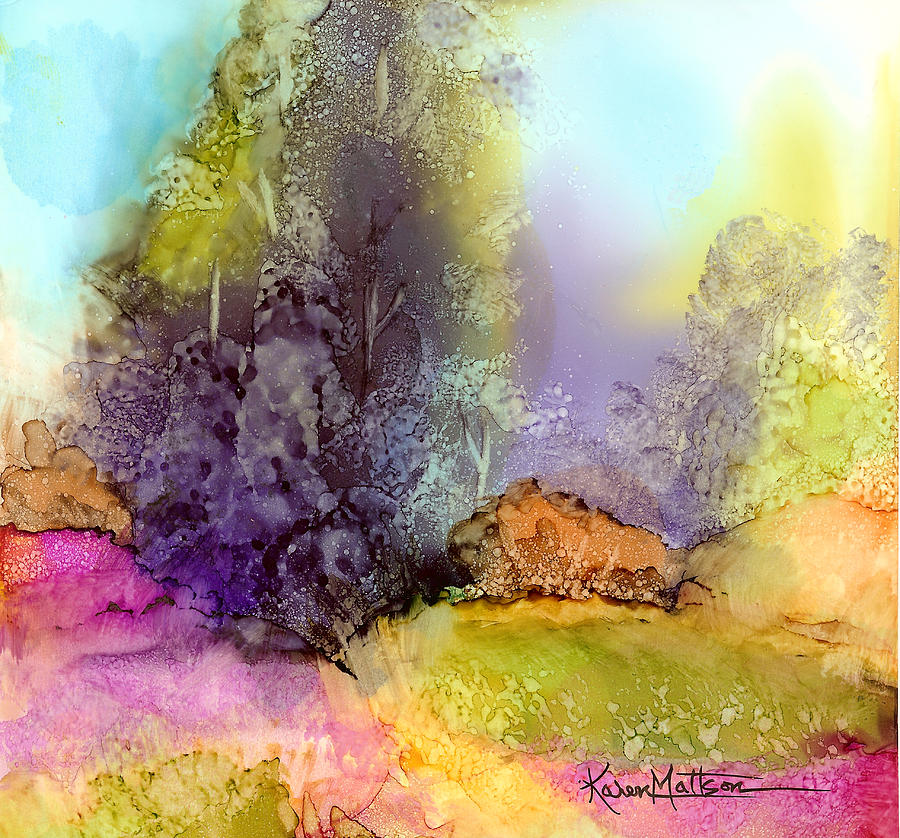 Nature Painting - The Purple Tree #1 by Karen Mattson