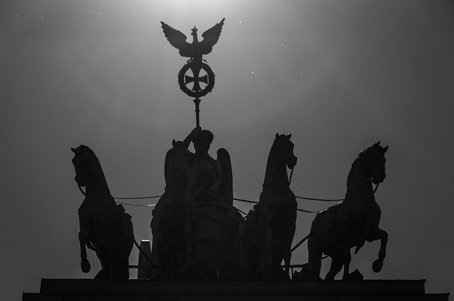 Black And White Photograph - The Quadriga On The Brandenburg Gate Berlin Germany by Colin Utz