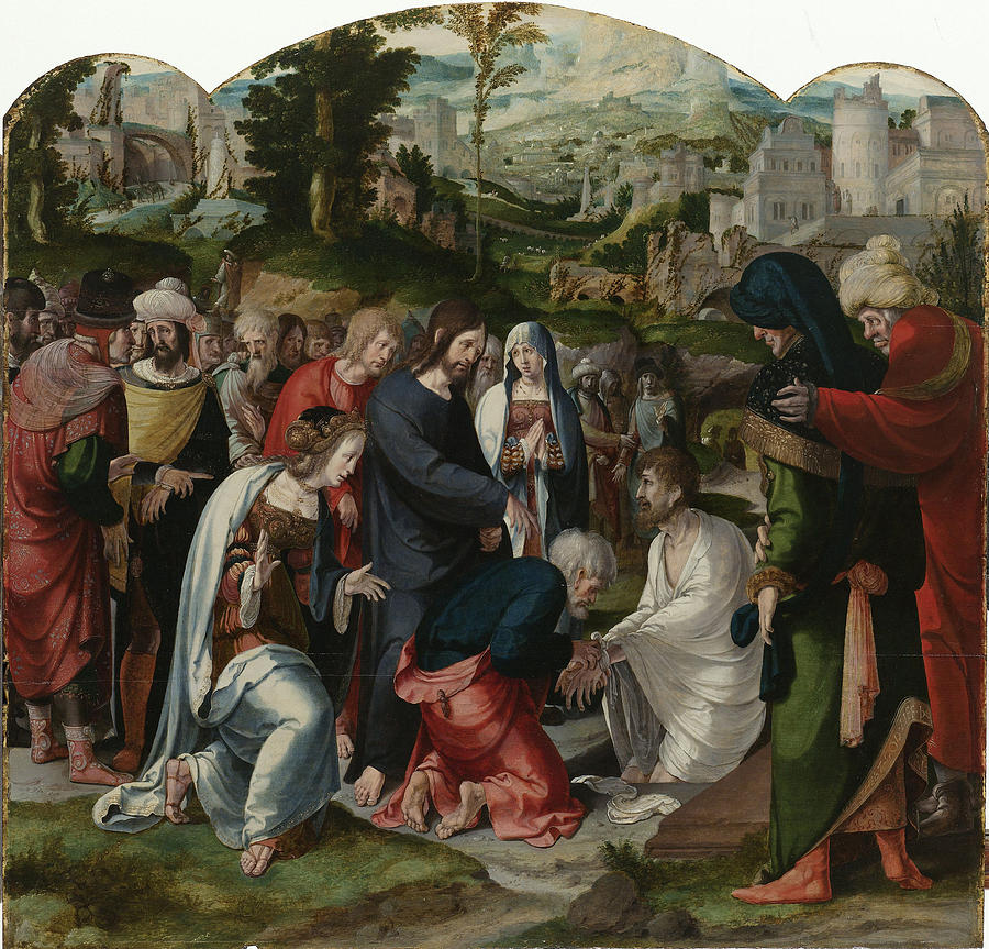 The Raising Of Lazarus, Attributed To Aertgen Claesz Van Drawing by ...