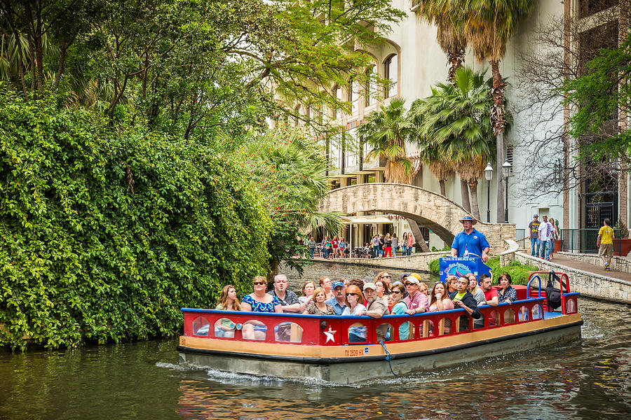The riverwalk, San Antonio park walkway scenic canal tour boat #1 Photograph by Dszc
