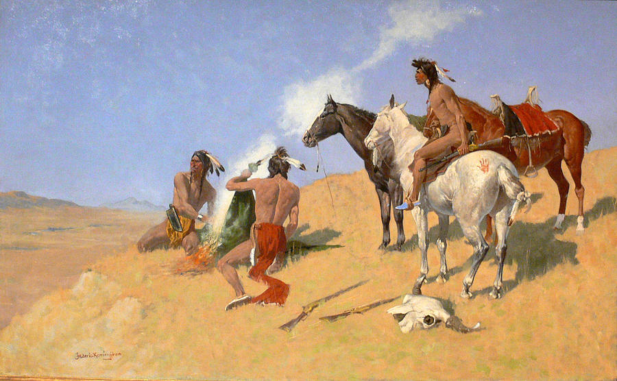 The Smoke Signal #1 Painting by Frederic Remington