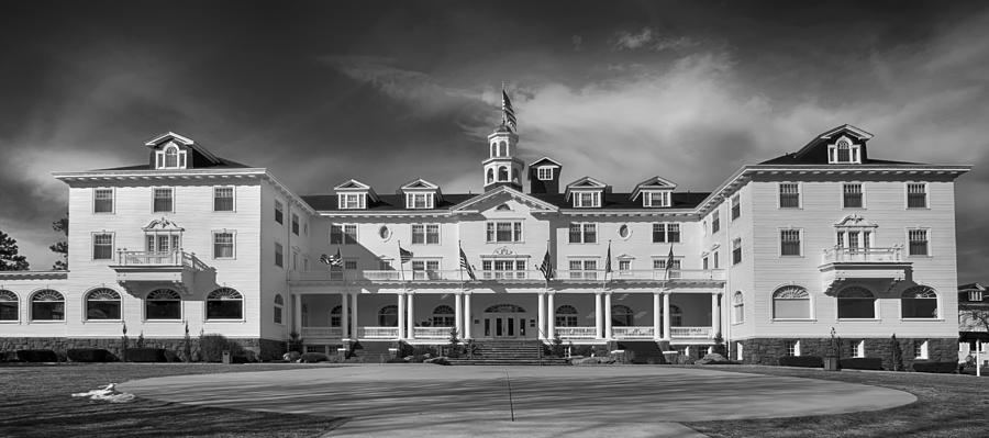 Landmark Photograph - The Stanley Hotel Panorama BW by James BO Insogna