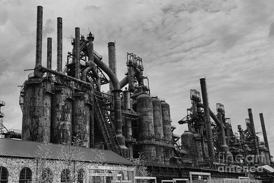 The Steel Mill in Black and White #1 Photograph by Paul Ward
