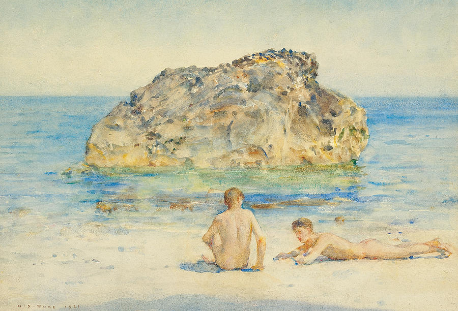 Beach Painting - The Sunbathers by Henry Scott Tuke