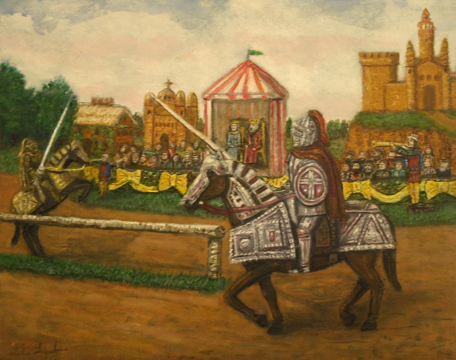 Queen Painting - Armored knights and horses by Larry Lamb