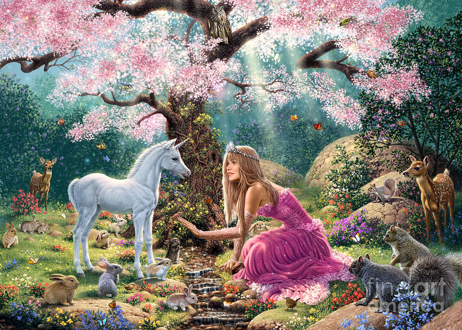 Unicorn Digital Art - The Tree of Life #1 by MGL Meiklejohn Graphics Licensing