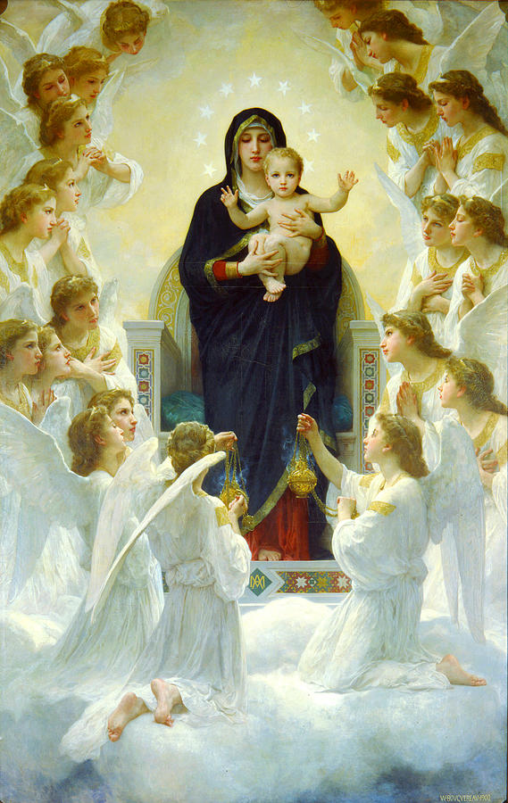 William Adolphe Bouguereau Painting - The Virgin With Angels #1 by William-Adolphe Bouguereau