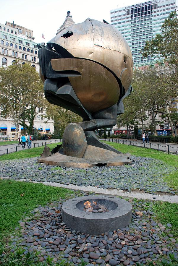 New York City Photograph - The W T C Plaza Fountain Sphere #1 by Rob Hans