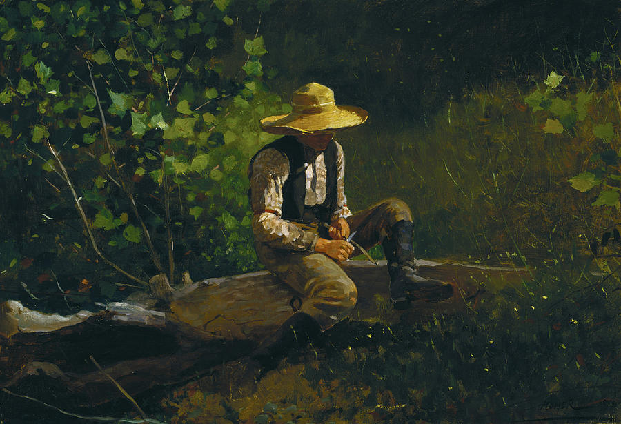 Winslow Homer Painting - The Whittling Boy  #1 by Celestial Images