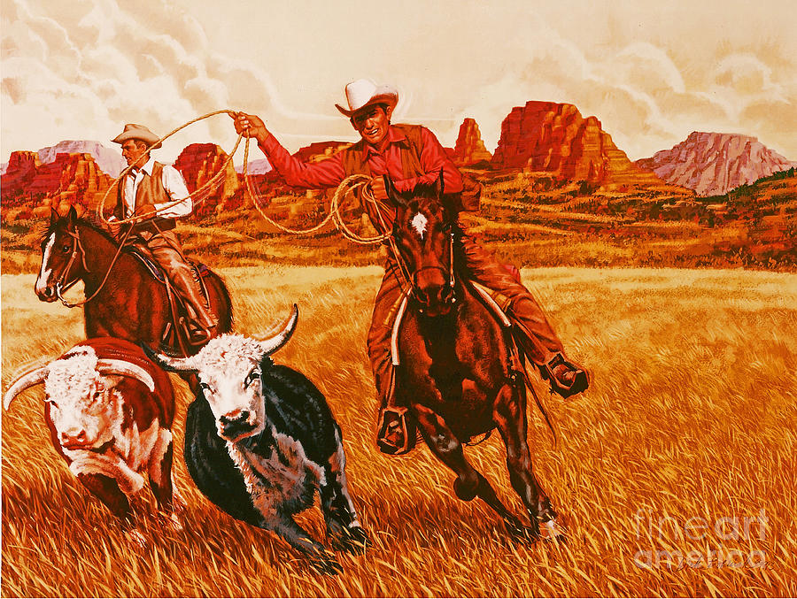Animal Painting - The Wranglers by Dick Bobnick