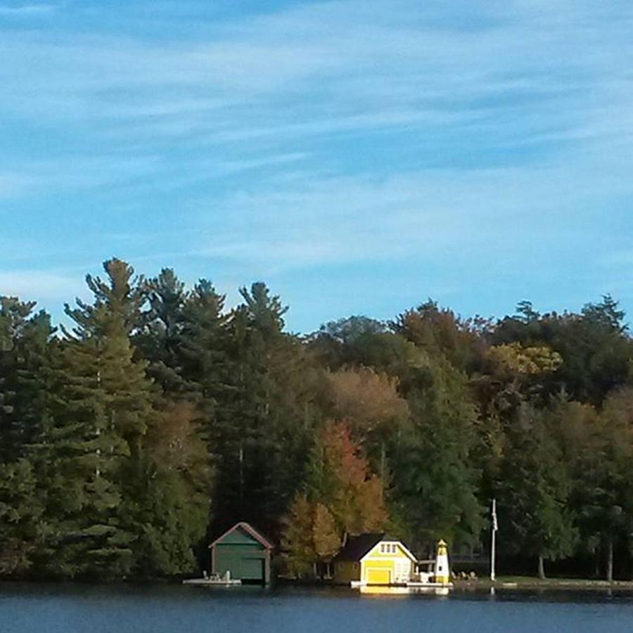 The Yellow Boathouse on Old Forge Pond #1 Photograph by David Patterson