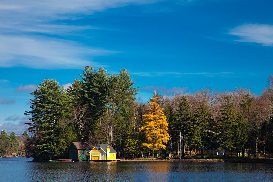 The Yellow Lighthouse on Old Forge Pond #2 Photograph by David Patterson