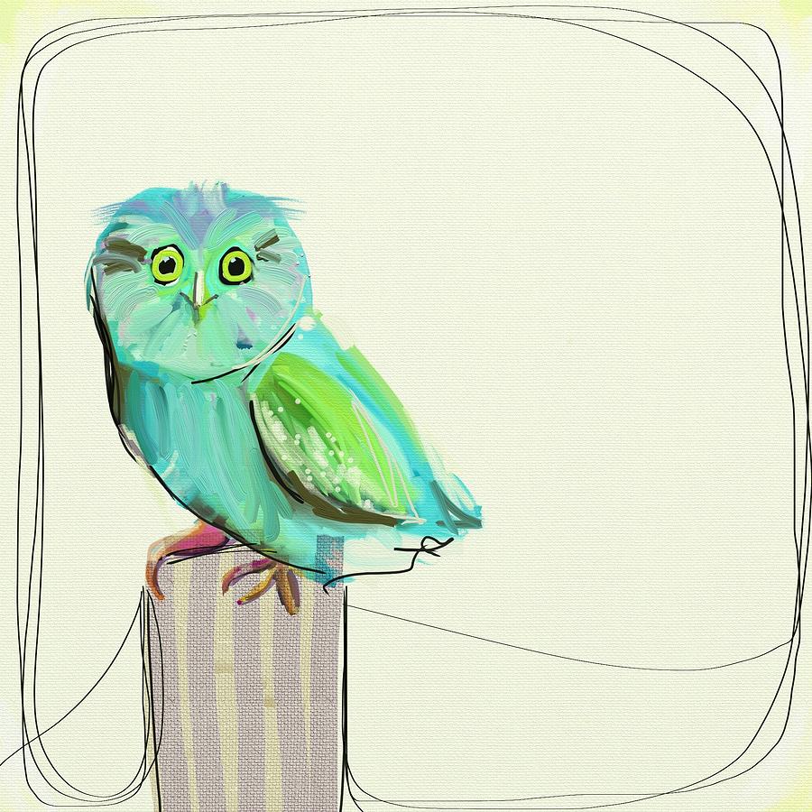 Owl Painting - This little guy #2 by Cathy Walters