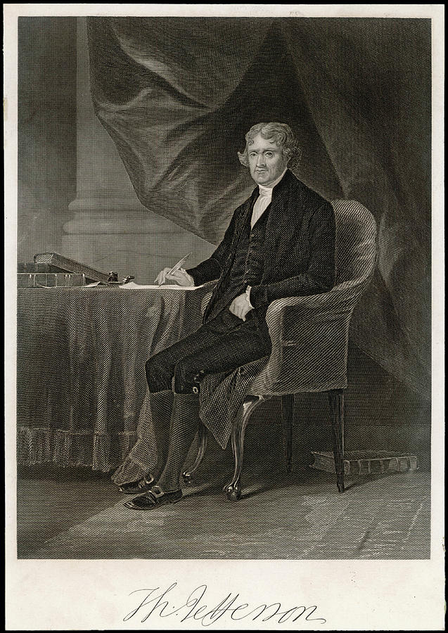 Book Drawing - Thomas Jefferson  Third President #1 by Mary Evans Picture Library