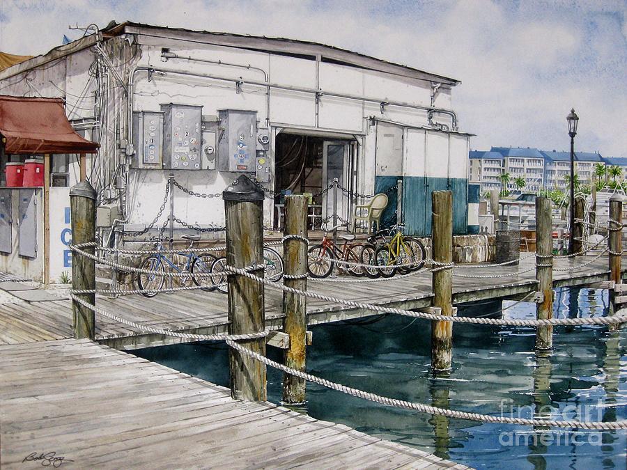 Key West Painting - Thompsons Docks  by Bob  George
