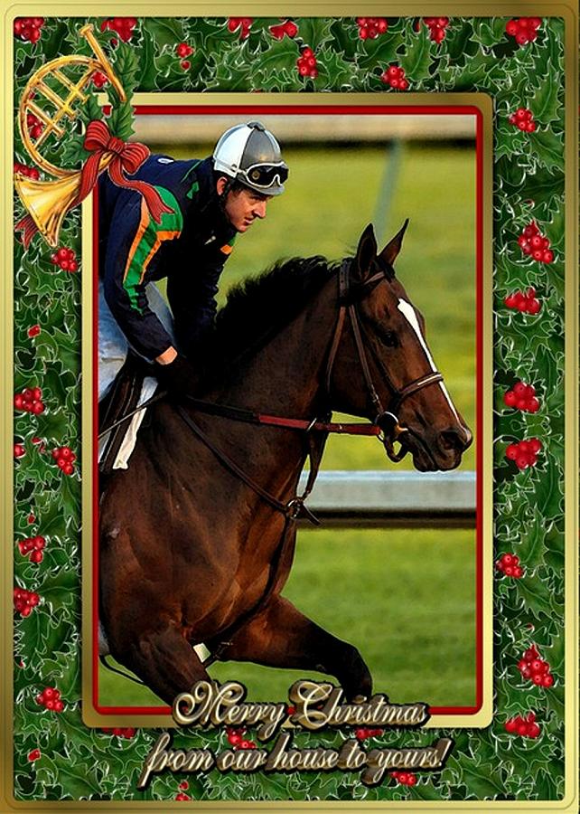 Thoroughbred Racehorse Christmas Card Painting by Olde Time Mercantile ...