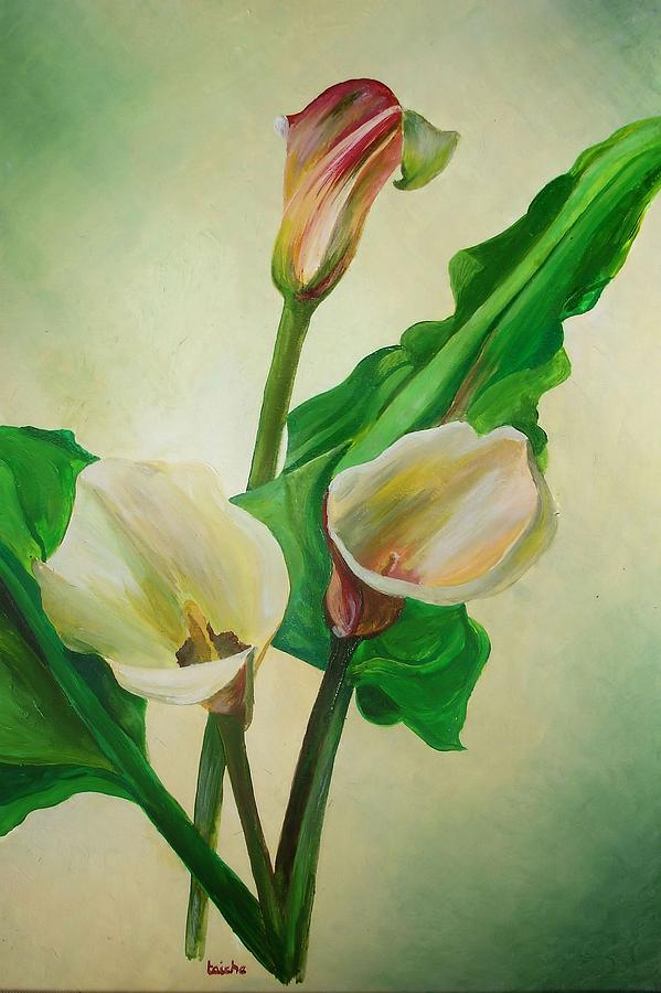 Three Calla Lilies #1 Painting by Taiche Acrylic Art