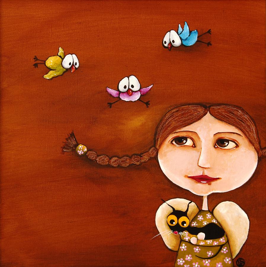 Three Little Birds #1 Painting by Lucia Stewart