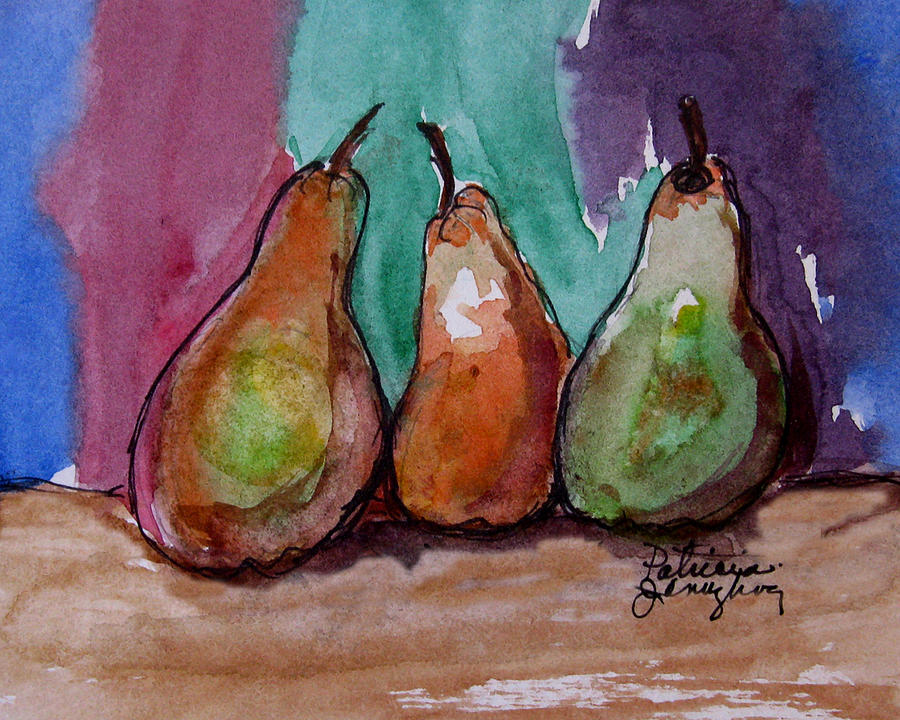 Three Pears #1 Painting by Patricia Januszkiewicz