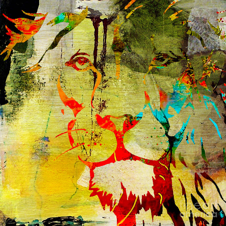 Lion Beauty and Strength Mixed Media by Marvin Blaine