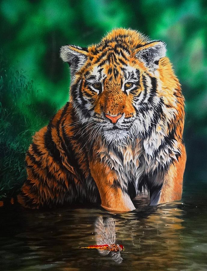 Tiger Painting - Tiger cub #1 by Julian Wheat