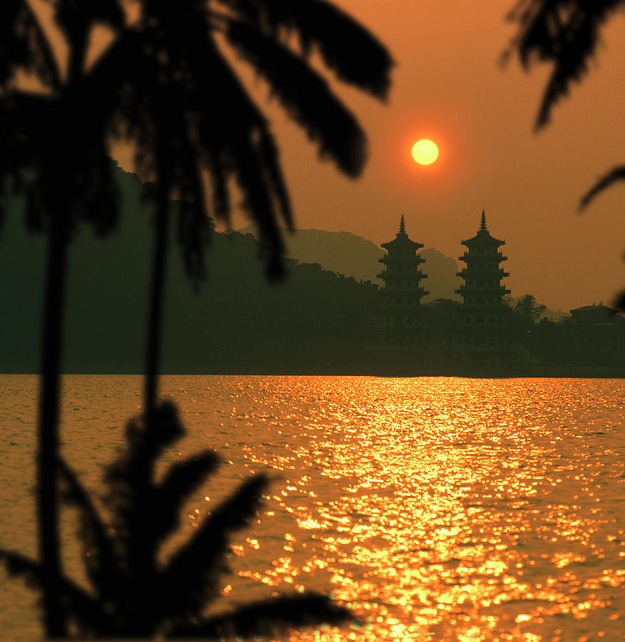 Sunset Photograph - Tiger-dragon-pagoda, Lotus Lake #1 by Per-Andre Hoffmann