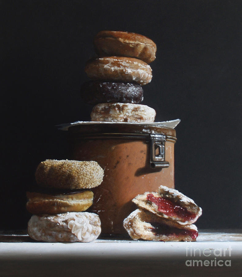 Donut Painting - Tin With Donuts #1 by Lawrence Preston