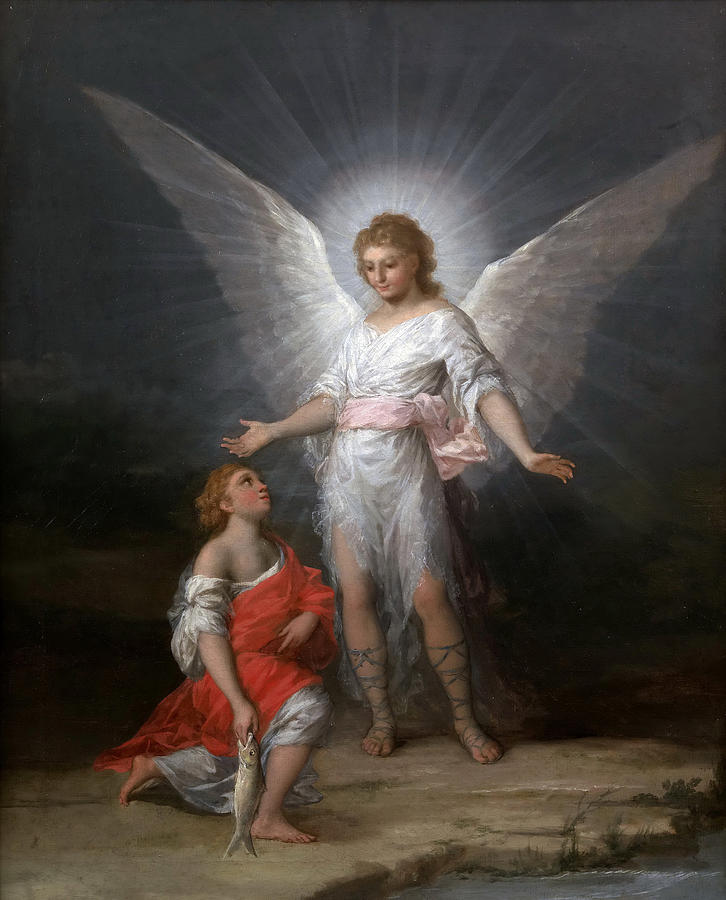 Tobias and the Angel #1 Painting by Francisco Goya