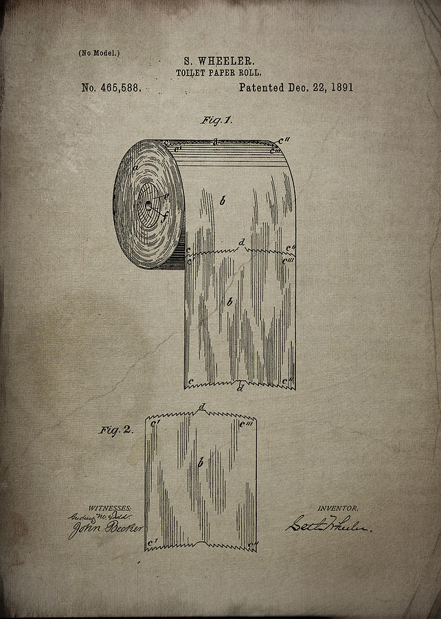 Toilet Paper Roll Patent 1891 #1 Photograph by Chris Smith